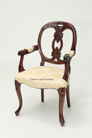 Code: CS 219-M Name: Admiral Chair Carver Size: W=48 x D=46 x H=92 cm Wood: Solid Mahogany. With beautiful upholstery or on request any other type/color of upholstery.